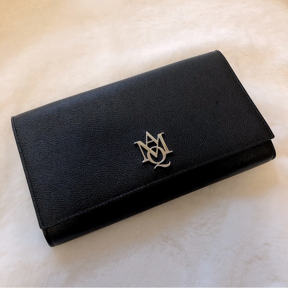 Alexander McQueen Handbags - ❌SOLD!!!❌ Authentic Alexander McQueen black insignia leather clutch chain bag